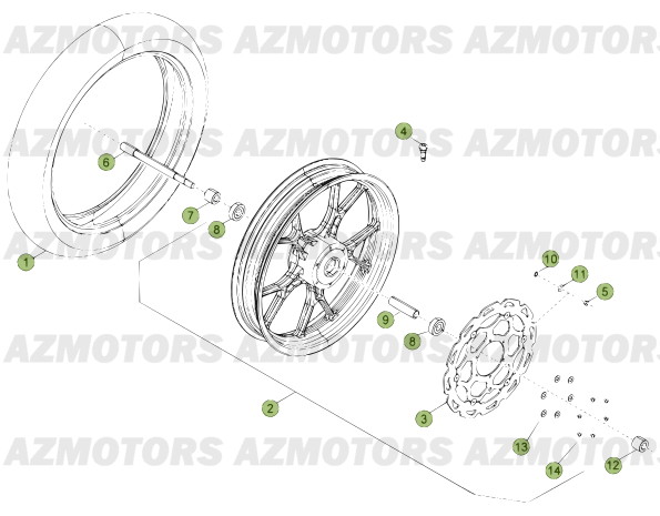 Roue Avant Du Numero Serie 400001 A 401076 BETA Pièces Beta 50 Motard TRACK - 2013-2012
