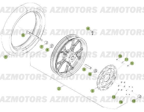 ROUE AVANT DU NUMERO SERIE 401077 A 499999 pour 50-TRACK-12