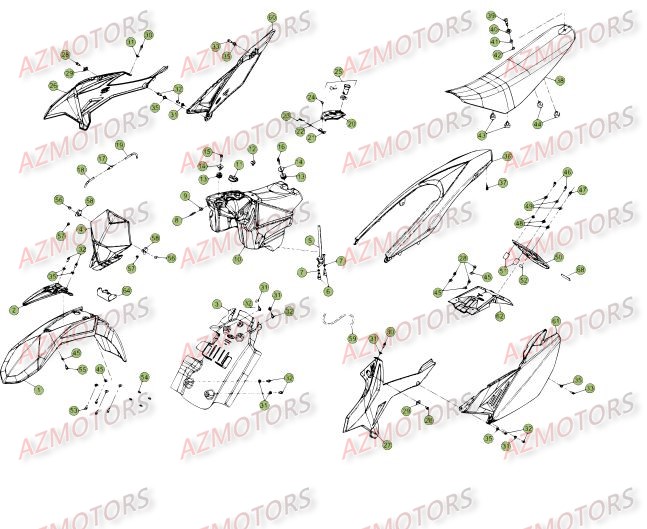 Carenages   Reservoir   Selle Du No Serie 400001 A 401331 BETA Pièces Beta 50 Motard TRACK - 2015-2014