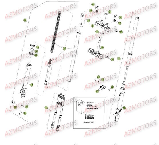 Fourche Du No Serie 400186 A 400220 BETA Pièces Beta 50 Motard TRACK - 2015-2014