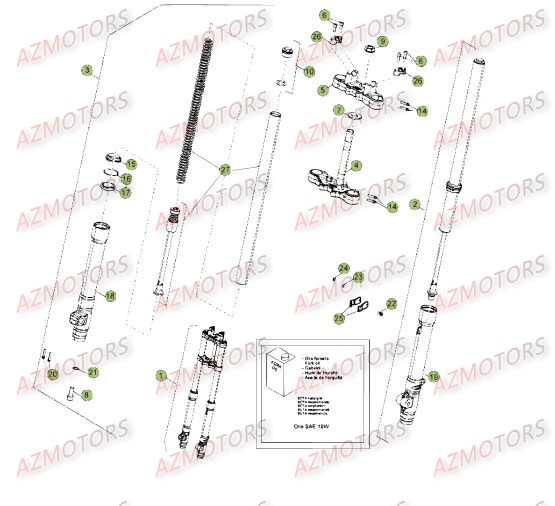 FOURCHE DU No SERIE 400186 A 400220 BETA 50 TRACK 14