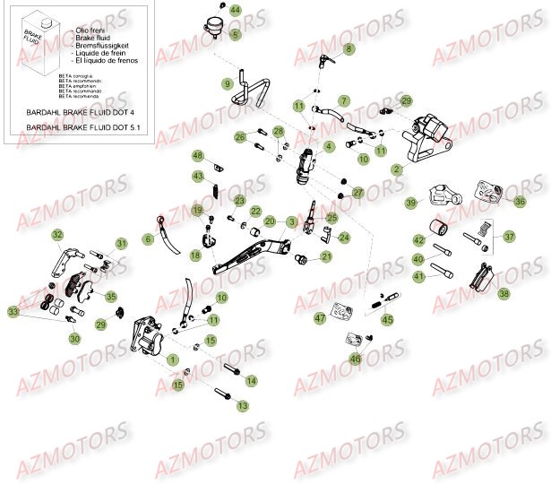 FREINS DU No SERIE 400001 A 401331 BETA 50 TRACK 14