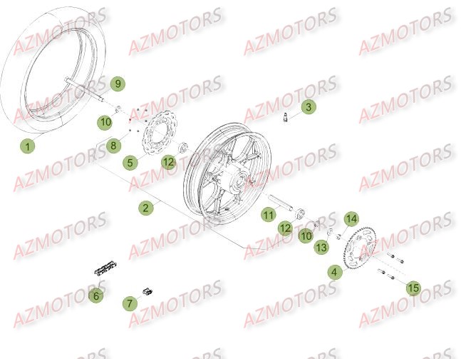 ROUE ARRIERE DU No SERIE 400001 A 401076 BETA 50 TRACK 14