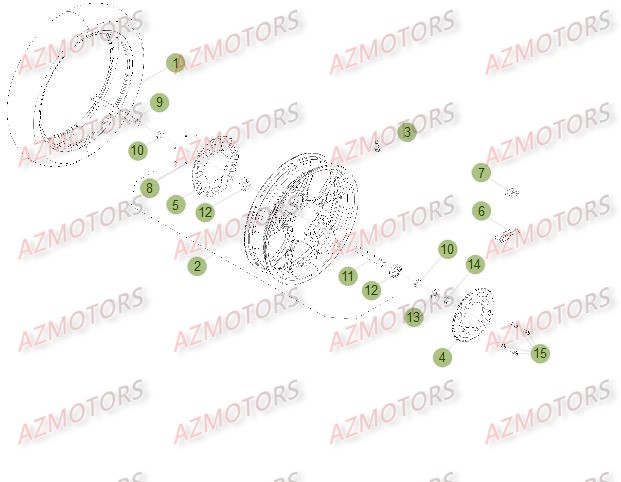 Roue Arriere Du No Serie 401077 A 401331 BETA Pièces Beta 50 Motard TRACK - 2015-2014