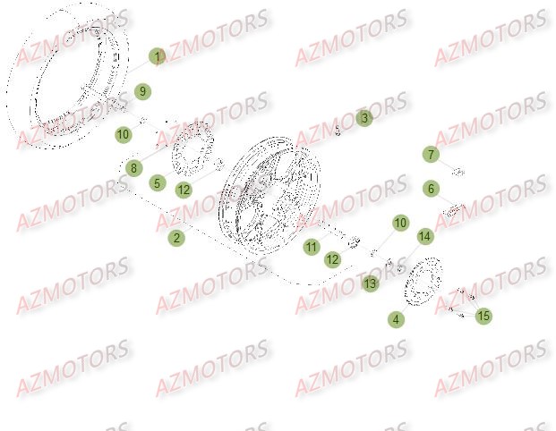 ROUE ARRIERE DU No SERIE 401077 A 401331 BETA 50 TRACK 14