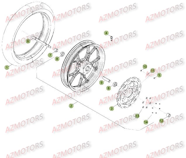 Roue Avant Du No Serie 400001 A 401076 BETA Pièces Beta 50 Motard TRACK - 2015-2014