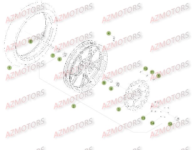 Roue Avant Du No Serie 401077 A 401331 BETA Pièces Beta 50 Motard TRACK - 2015-2014