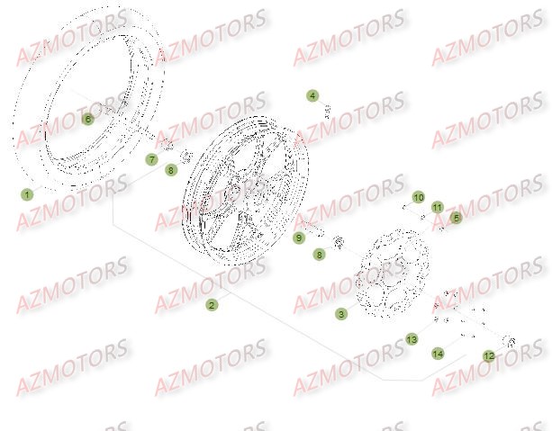 ROUE AVANT DU No SERIE 401077 A 401331 pour 50-TRACK-14