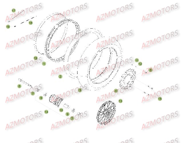 ROUE AVANT DU No SERIE 401332 A 499999 pour 50-TRACK-14