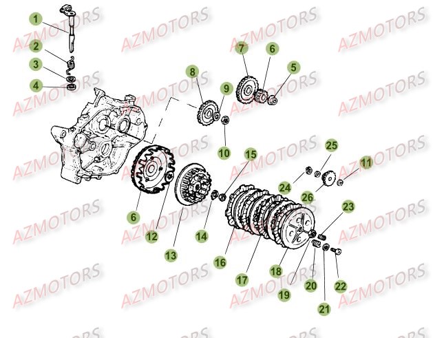 TRANSMISSION PRINCIPALE   EMBRAYAGE BETA 50 TRACK 14