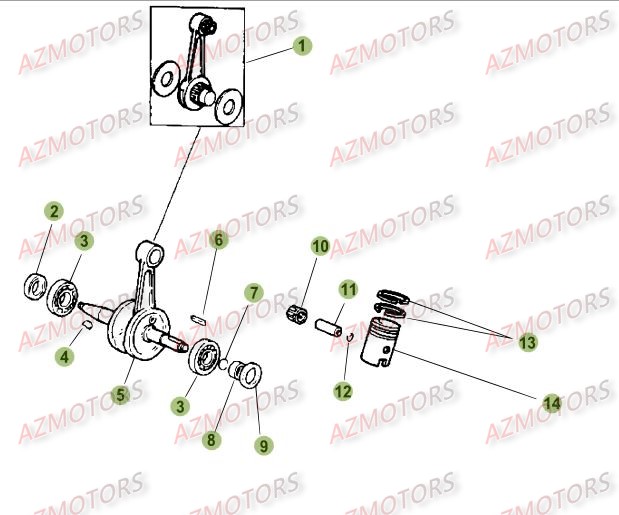 Vilebrequin   Piston   Contre Arbre BETA Pièces Beta 50 Motard TRACK - 2015-2014