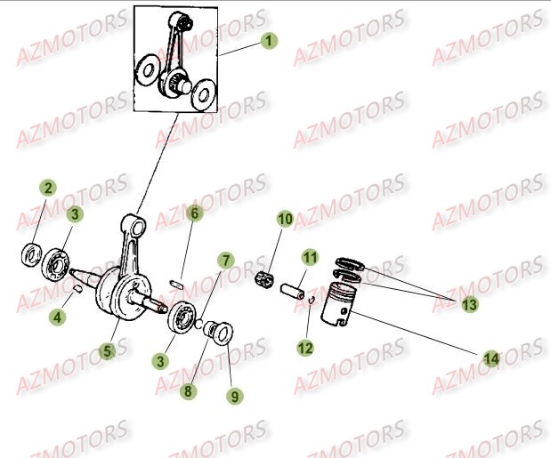 VILEBREQUIN   PISTON   CONTRE ARBRE BETA 50 TRACK 14