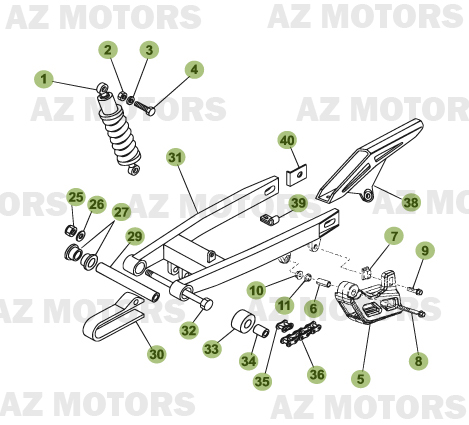 FOURCHE ARRIERE-SUSPENSION AR pour 50-TRACK-2010-11