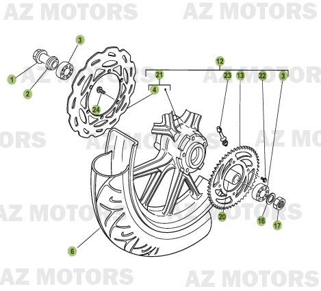 Roue Arriere BETA Pièces Beta 50 Motard TRACK - 2011-2010