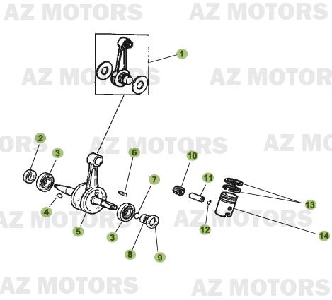 Vilebrequin Piston Contre Arbre BETA Pièces Beta 50 Motard TRACK - 2011-2010