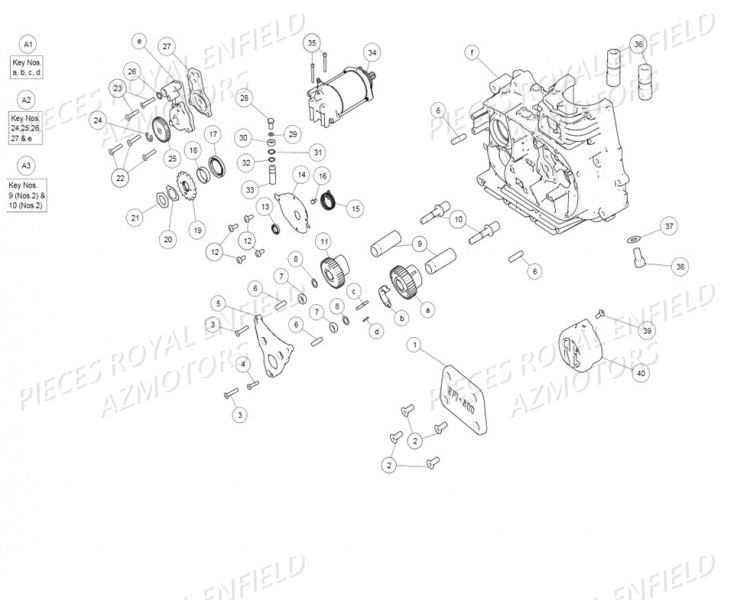 POMPE A HUILE DEMARREUR PIGNON SBV AZMOTORS 500 BULLET E4