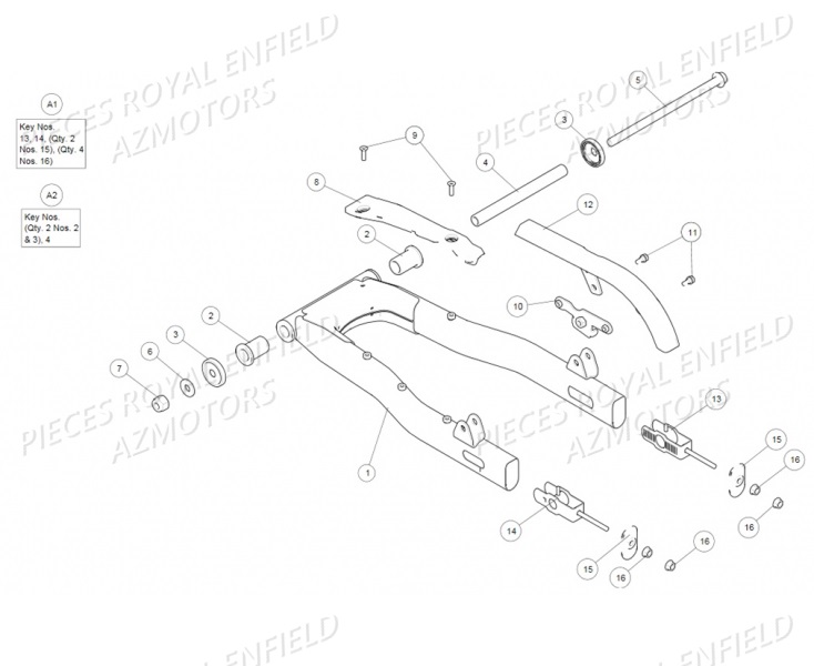 BRAS_OSCILLANT ROYAL ENFIELD Pieces ROYAL ENFIELD BULLET CLASSIC (E4) BLACK,TAN,LAGON 500 (2017-2019)