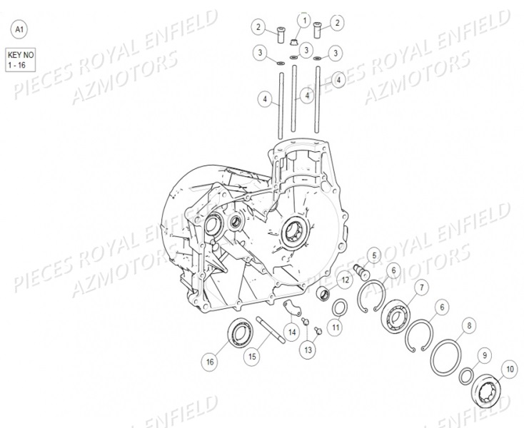 CARTER_MOTEUR_GAUCHE ROYAL ENFIELD Pieces ROYAL ENFIELD BULLET CLASSIC (E4) BLACK,TAN,LAGON 500 (2017-2019)