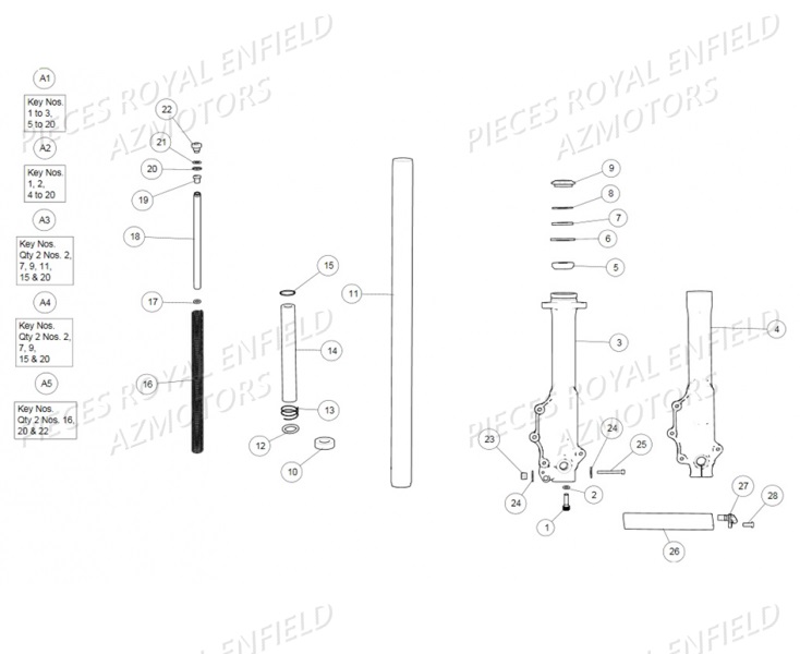 FOURCHE ROYAL ENFIELD Pieces ROYAL ENFIELD BULLET CLASSIC (E4) BLACK,TAN,LAGON 500 (2017-2019)