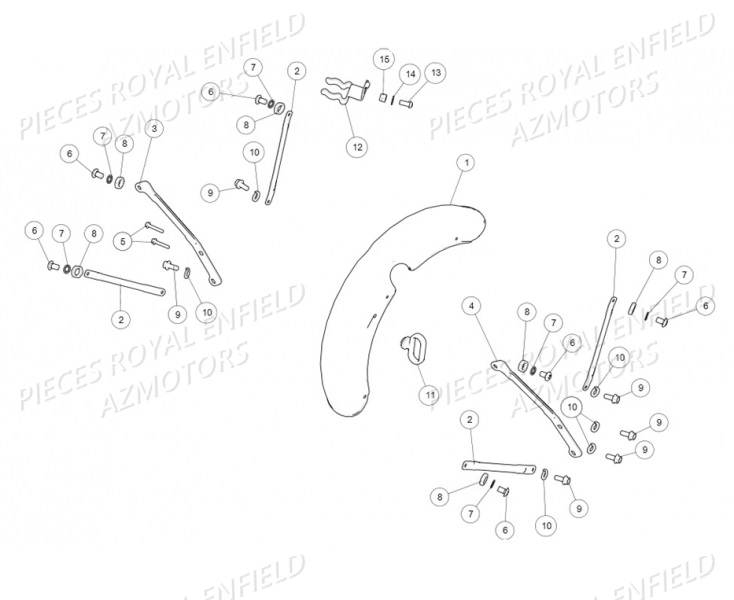 GARDE_BOUE_AVANT ROYAL ENFIELD Pieces ROYAL ENFIELD BULLET CLASSIC (E4) BLACK,TAN,LAGON 500 (2017-2019)