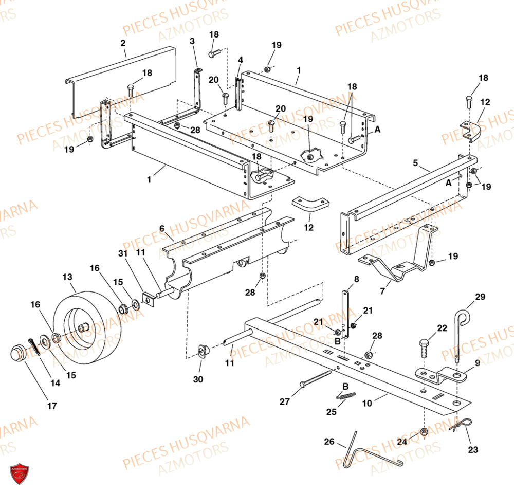 Produit Complet HUSQVARNA PIECES REMORQUE 501008201 HUSQVARNA