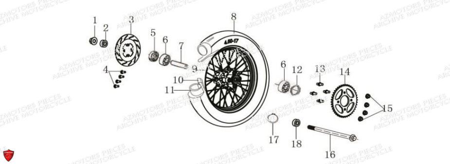 Jante Arriere ARCHIVE_MOTORCYCLE PIECE CAFER RACER 50cc AM80 EURO4 ARCHIVE