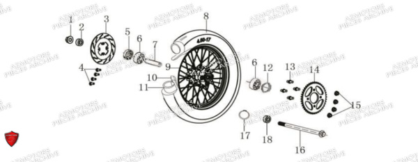 Jante Arriere ARCHIVE_MOTORCYCLE PIECE CAFE_RACER 50cc AM80 EURO5 ARCHIVE