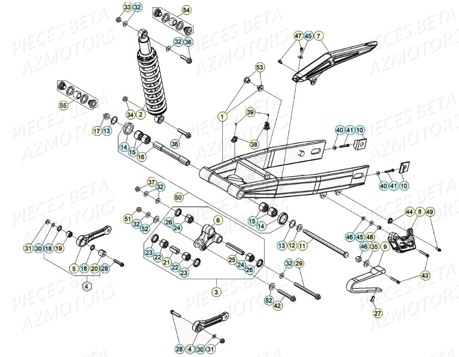 BRAS OSCILLANT FOURCHE ARRIERE AMORTISSEUR pour 50 RR RACING 20