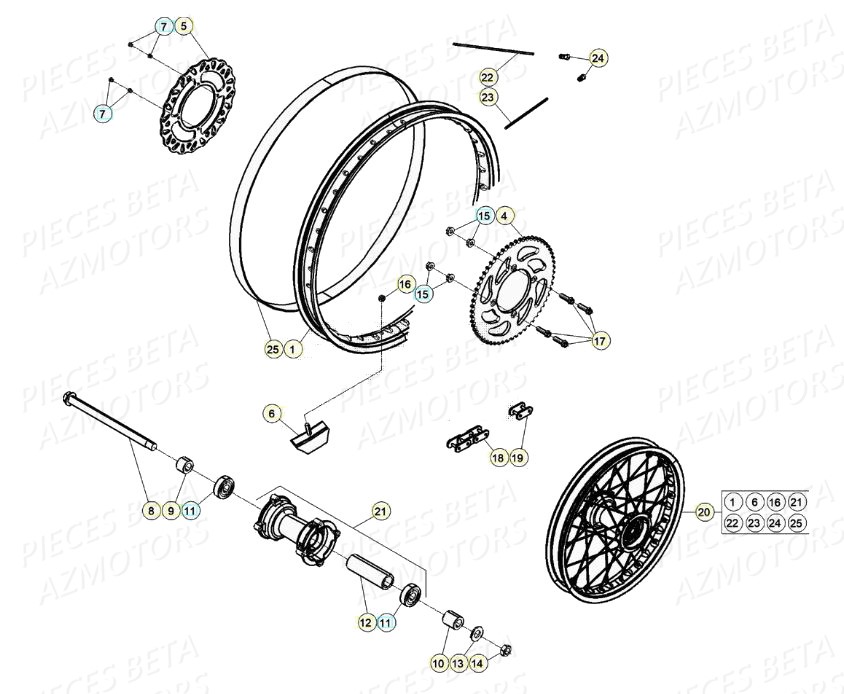 Roue Arriere BETA Pieces Beta 50 RR RACING - 2020