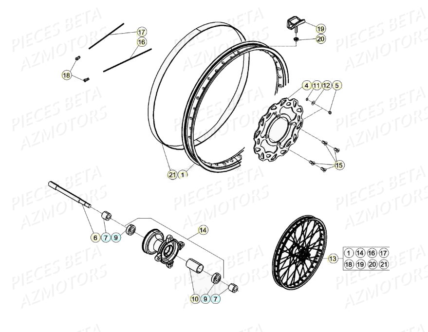 Roue Avant BETA Pieces Beta 50 RR RACING - 2020
