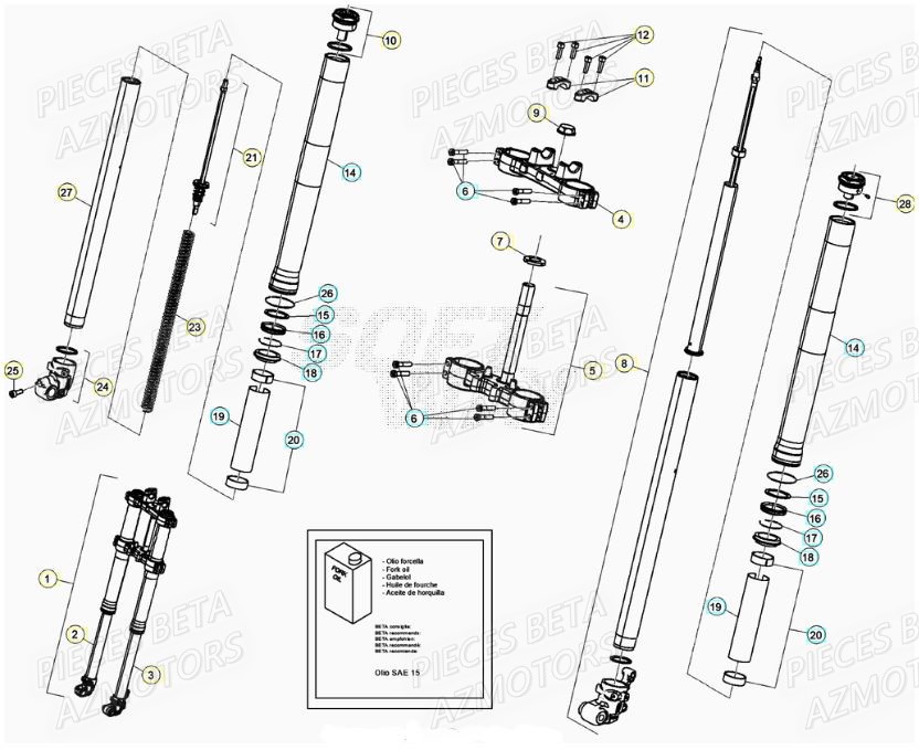 Fourche BETA Pieces Beta 50 RR RACING - 2021-2022