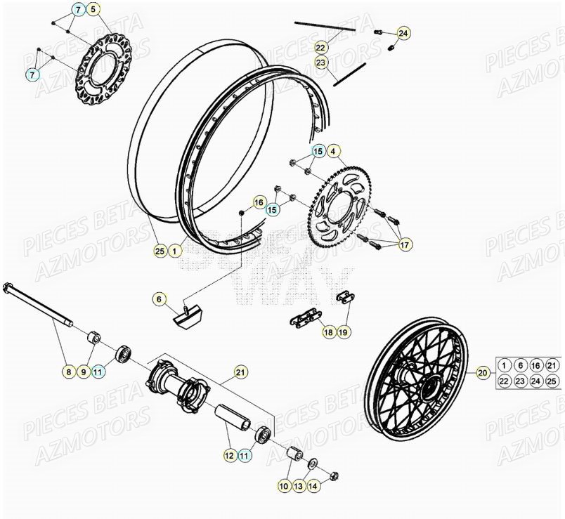 Roue Arriere BETA Pieces Beta 50 RR RACING - 2021-2022