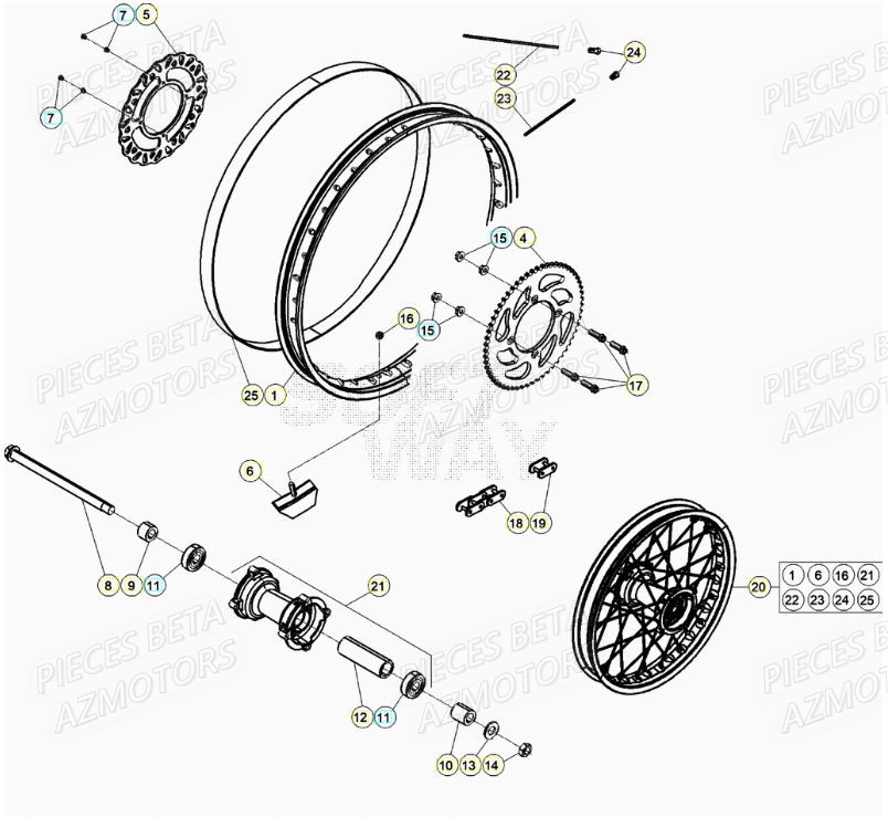 ROUE ARRIERE BETA 50 RR RACING 21