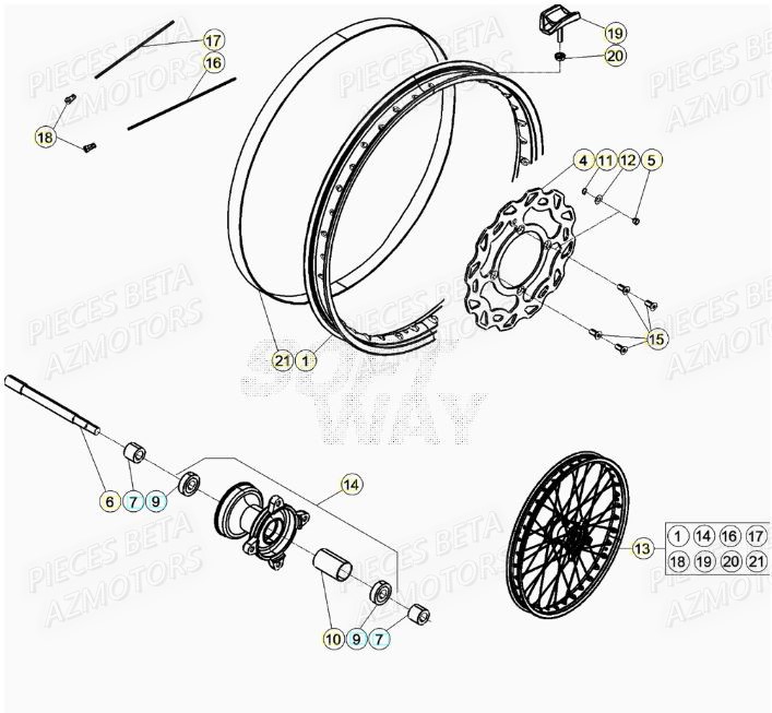 Roue Avant BETA Pieces Beta 50 RR RACING - 2021-2022