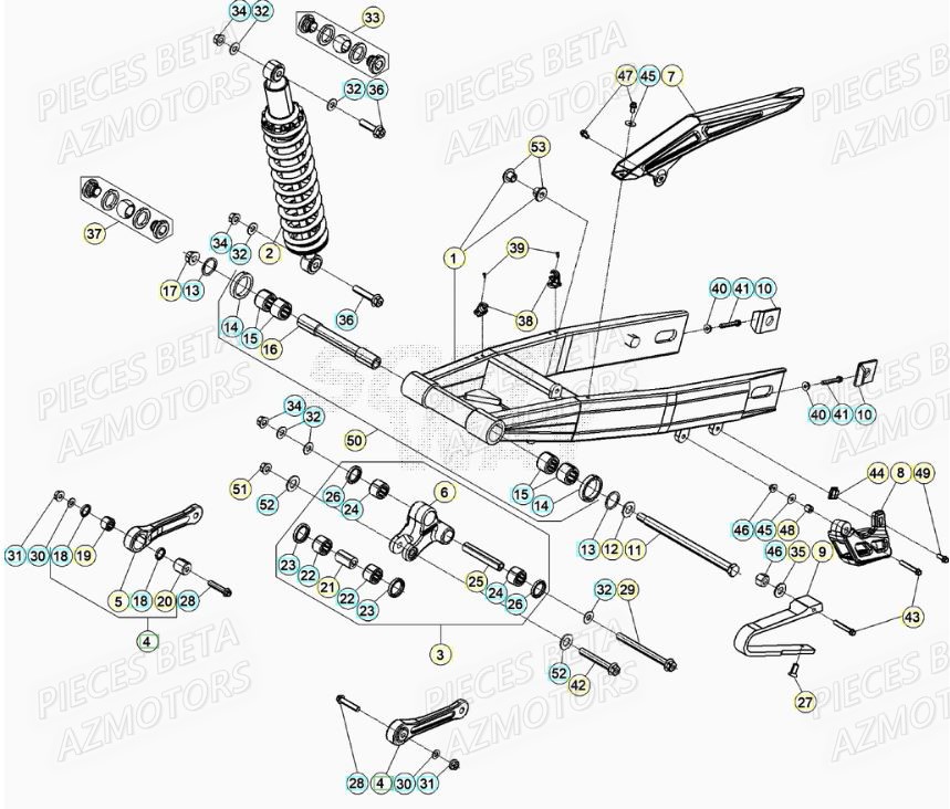 SUSPENSION ARRIERE pour 50 RR RACING 21