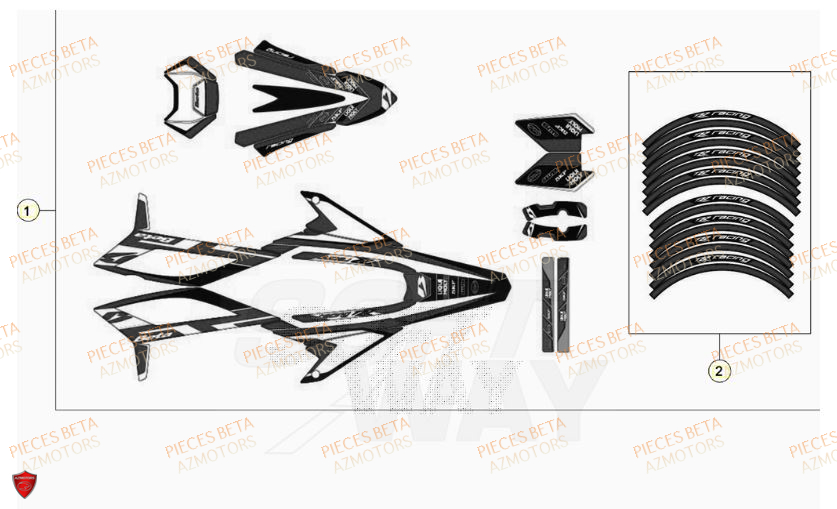 Autocollants BETA Pieces Beta 50 RR RACING - 2023-2024