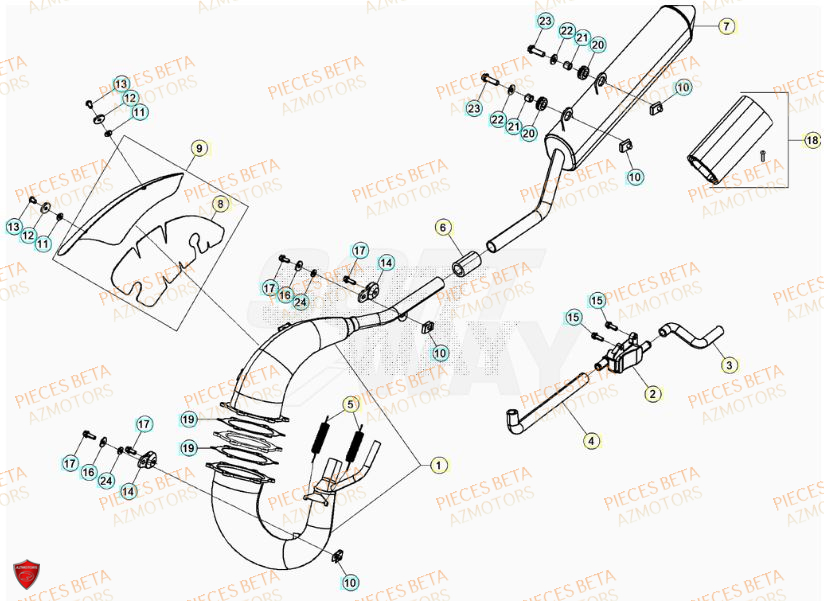 Echappement BETA Pieces Beta 50 RR RACING - 2023-2024