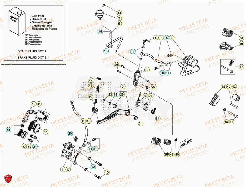 PASTILLES PINCE 25.03067/73 BETA pour FREINS de 50 RR RACING 23