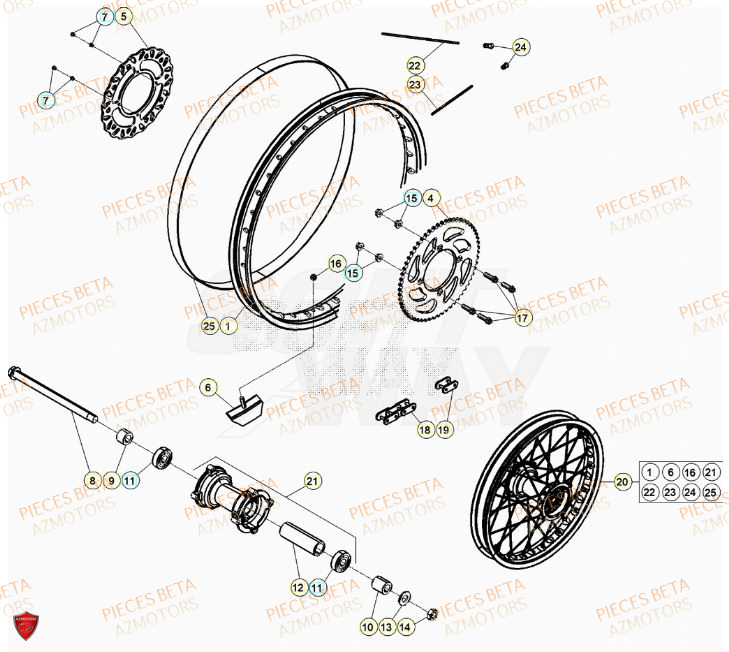 Roue Arriere BETA Pieces Beta 50 RR RACING - 2023