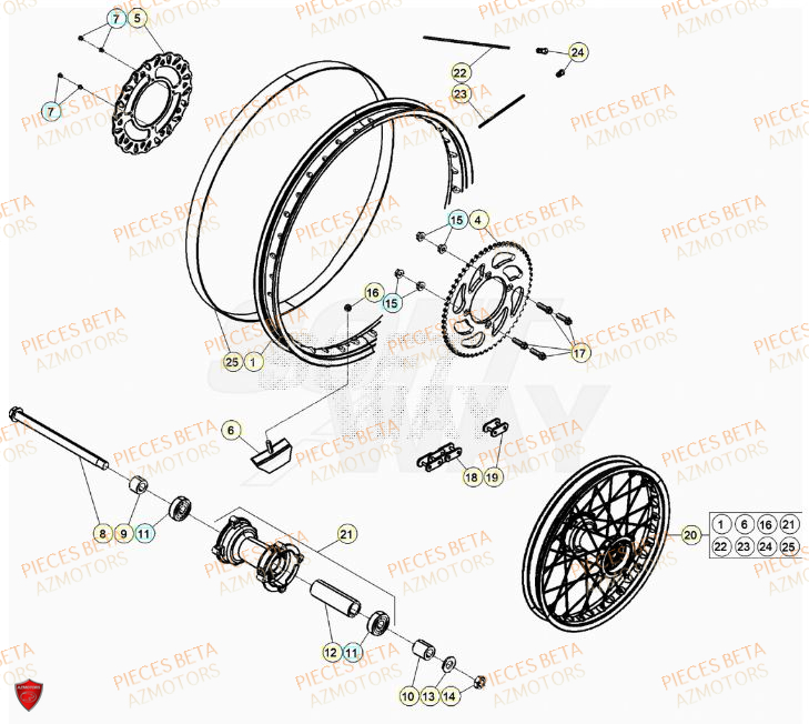 Roue Arriere BETA Pieces Beta 50 RR RACING - 2023-2024
