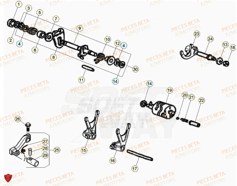 Selecteur De Vitesses BETA Pieces Beta 50 RR RACING - 2023-2024