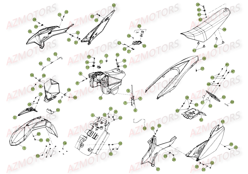 CARENAGES_No_SERIE_AVANT_200000 BETA Pièces RR Enduro 50 STD 2015 2014