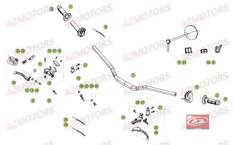 Commandes Guidon BETA Pièces Beta RR 50 STANDARD - 2014