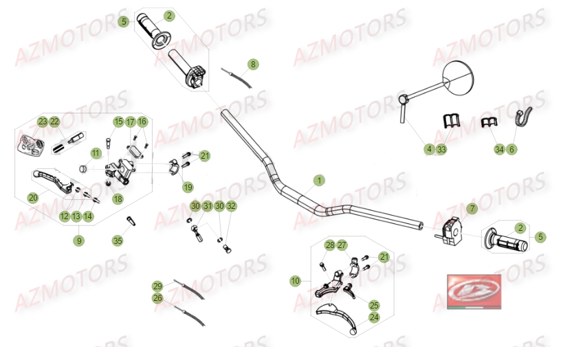 COMMANDES_GUIDON BETA Pièces RR Enduro 50 STD 2015 2014