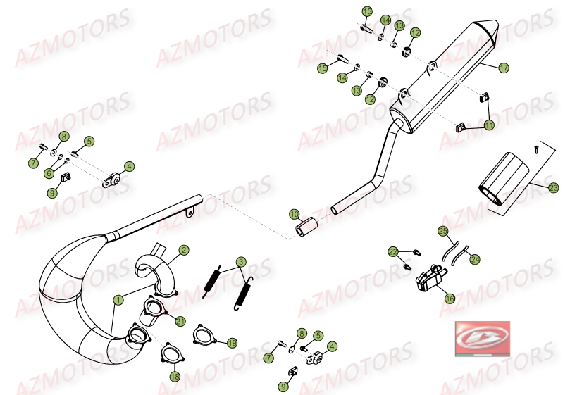 ECHAPPEMENT BETA Pièces RR Enduro 50 STD 2015 2014