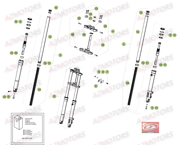Fourche No Serie 201252 A 299999 BETA Pièces Beta RR 50 STANDARD - 2014