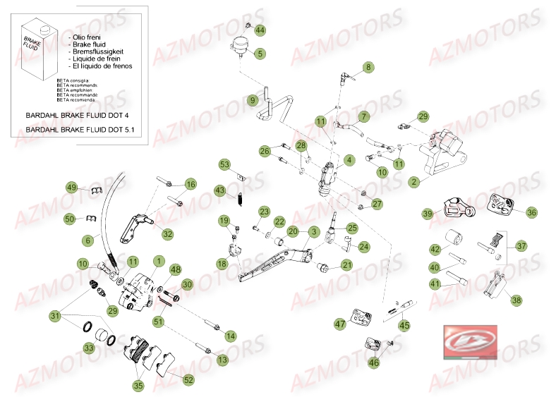 PASTILLES PINCE 25.03067/73 BETA pour FREINS No SERIE 200001 A 200100 de 50 RR STANDARD 14