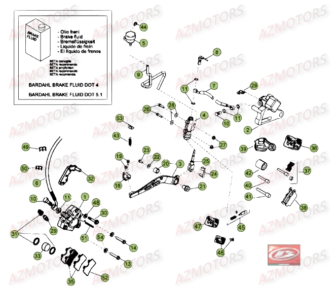 PASTILLES PINCE 25.03067/73 BETA pour FREINS No SERIE 200101 A 201251 de 50 RR STANDARD 14