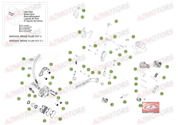 PASTILLES PINCE 25.03067/73 BETA pour FREINS No SERIE 201252 A 299999 de 50 RR STANDARD 14