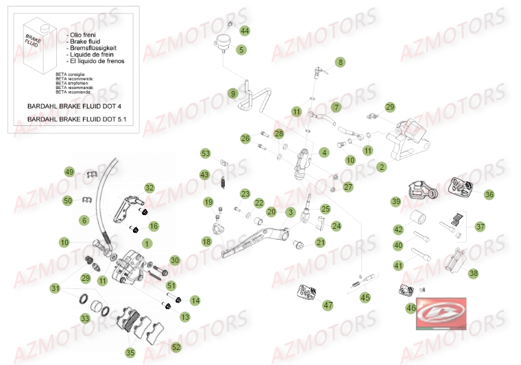 FREINS No SERIE 201252 A 299999 pour 50 RR STANDARD 14